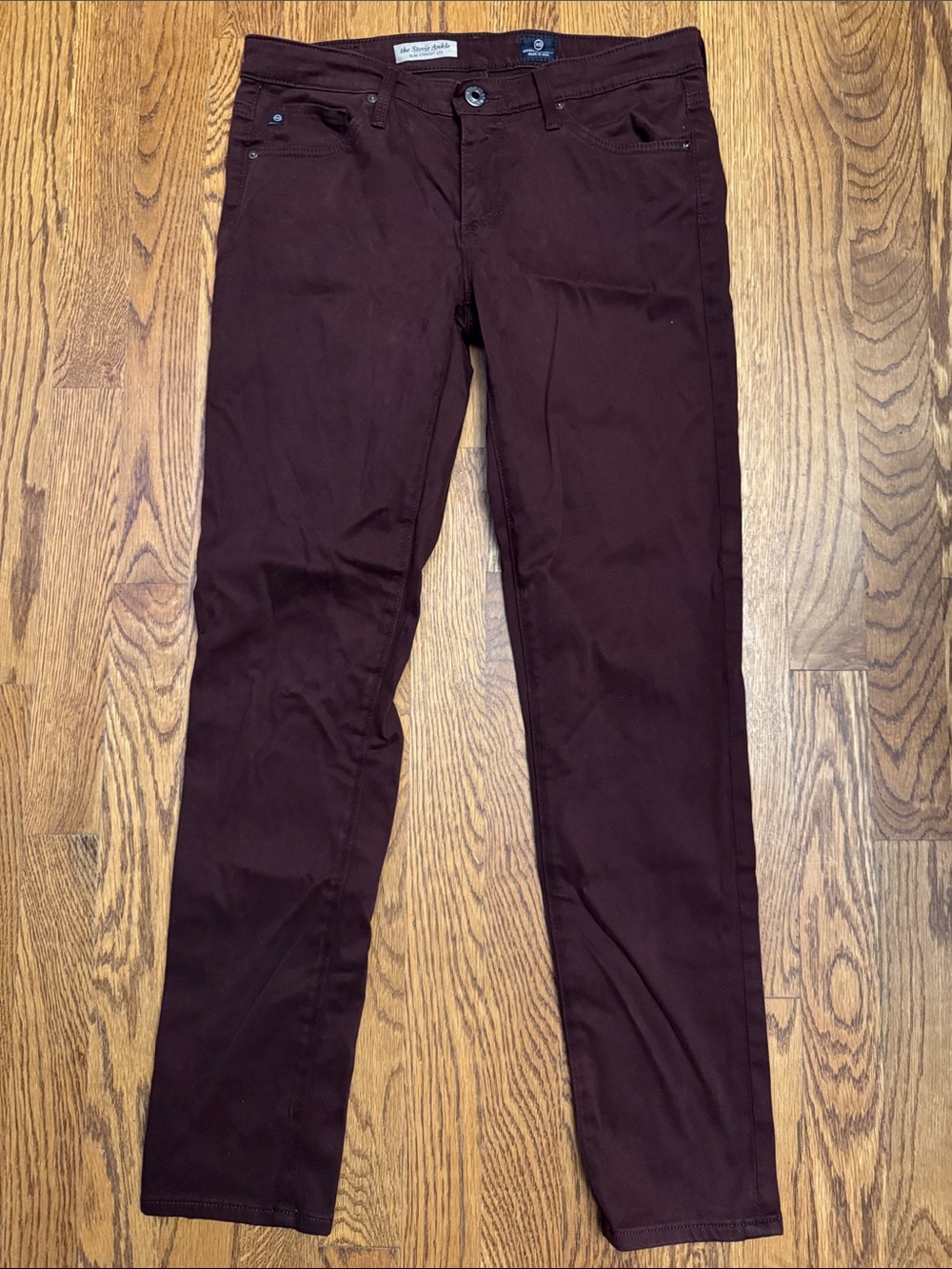 AG Adriano Goldschmied Stevie Ankle Skinny Pants in Deep Wine size 27R